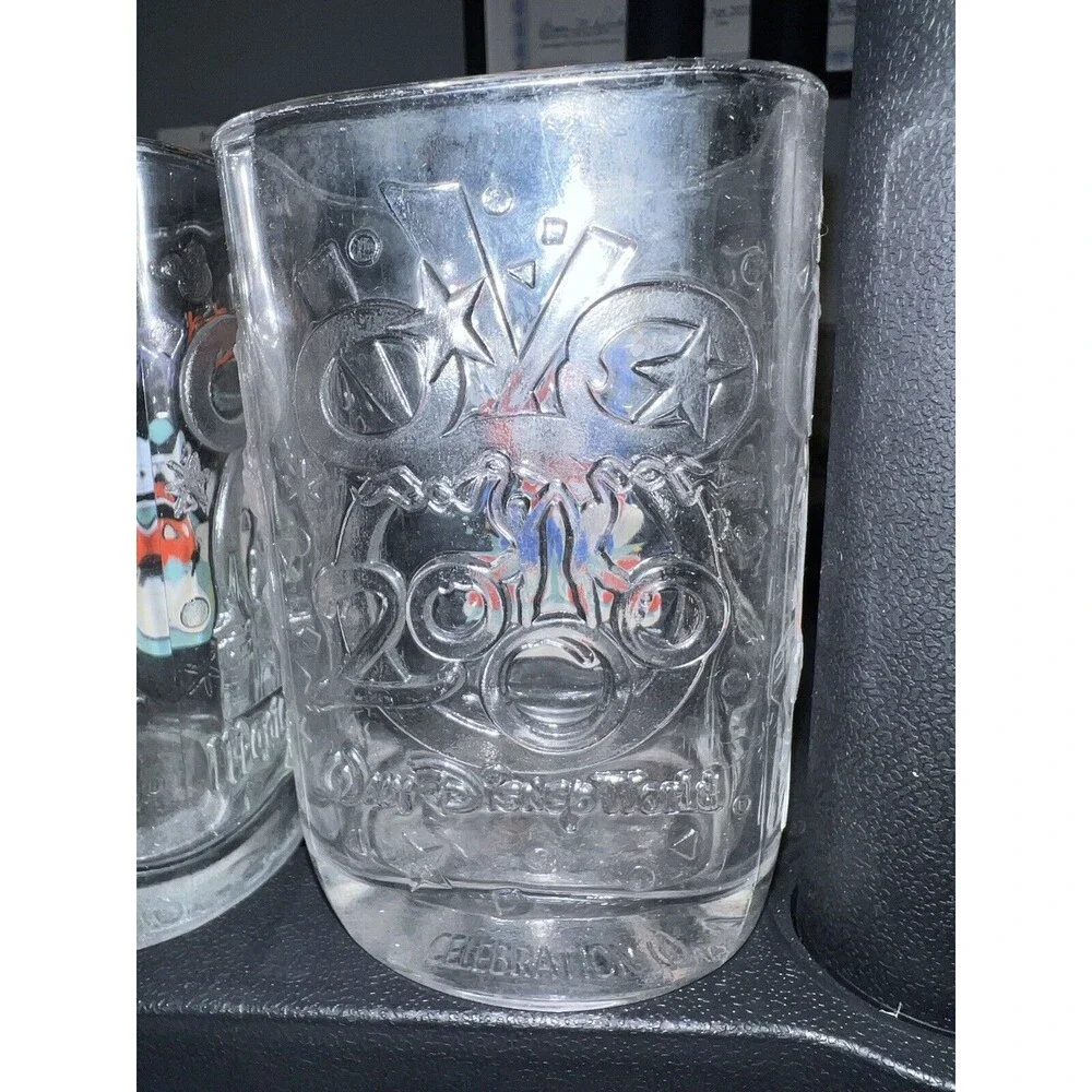 Walt Disney McDonalds 2000 All 4 Square Glasses Tumblers Complete Parks Vintage